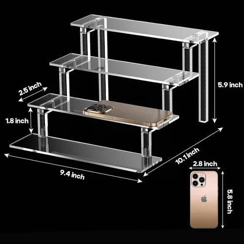 Vista 5 de Kcrystenia Perfume Organizer Stand, 4 Tier Display Riser Shelf Compatible with Funko POPs Amiibo Nendoroids, Clear Acrylic Risers Display Stand