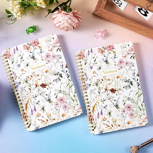 Vista 2 de Cuaderno de espiral - Cuadernos con bolsillo trasero, 5.7 x 8.2 pulgadas, cuaderno de diario con papel grueso y bolsillo trasero, 160 páginas