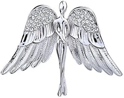 Vista 4 de Broche con diamantes de imitación de ángel de la guarda en tono plateado, rhinestone Cristal NA