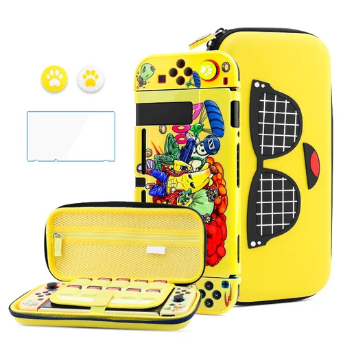 Vista 16 de HYPERCASE Cute Cat Switch Case Kit for NS Accessories Storage, with Portable Travel Carrying Bag Pouch, Soft Switch Protective Skin Cover, HD Screen