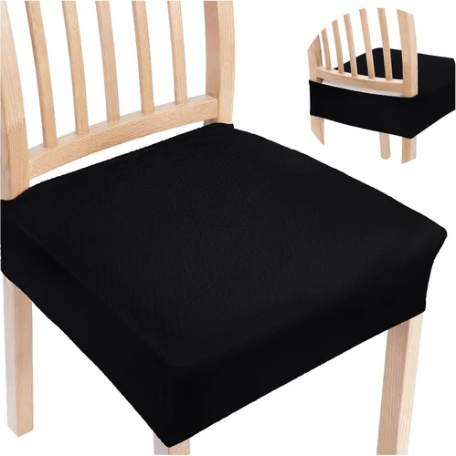 Vista 8 de Smiry Juego de 2 fundas de asiento elásticas de jacquard para sillas de comedor, extraíbles y lavables, sin fundas traseras, color azul aireado