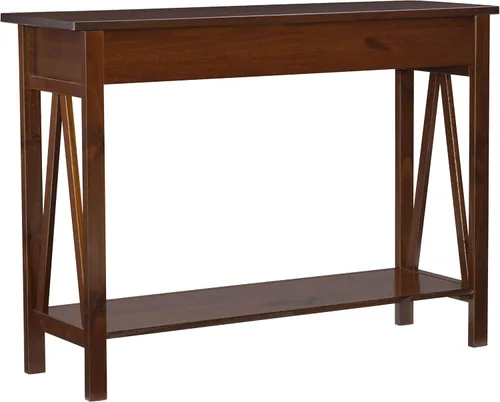 Vista 7 de Mesa de consola Linon, modelo Titian, en color tabaco antiguo