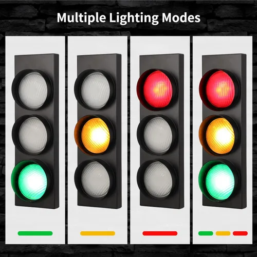 Vista 8 de yeesport Lámpara de Pared con Señal de Tráfico, Luz LED de Tráfico Retro con Control Remoto, Luz de Stop para Dormitorio Infantil, Luz Decorativa