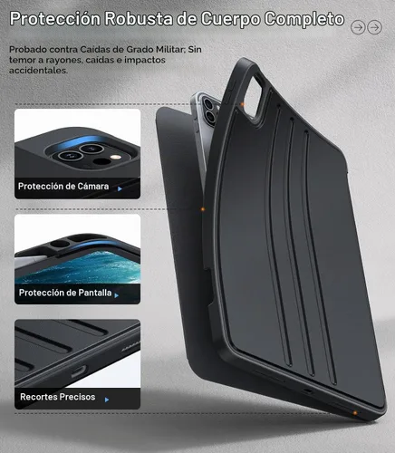 Vista 5 de [Usado] TORRAS Funda para iPad Air de 11 pulgadas M2/M3/M4, iPad Air de 6ª/5ª/4ª generación con soporte para lápices, apagado y encendido