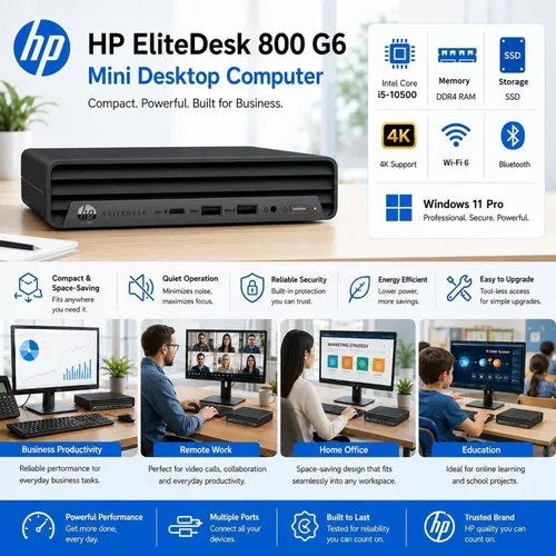 Vista 2 de HP Mini PC Elitedesk 800, Intel Core i5, RAM DDR4 de 16 GB, SSD PCIe de 512