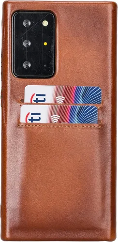 Vista 24 de HARDISTON Funda de piel auténtica hecha a mano para Samsung Galaxy Note 8, funda a presión con 2 ranuras para tarjetas de crédito, carga Marrón
