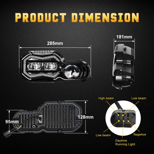 Vista 6 de M MIBAHE Faro LED de luz alta/baja con conjunto de faros LED DRL compatible con BMW F800GS F800GS Adventure F700GS F650GS