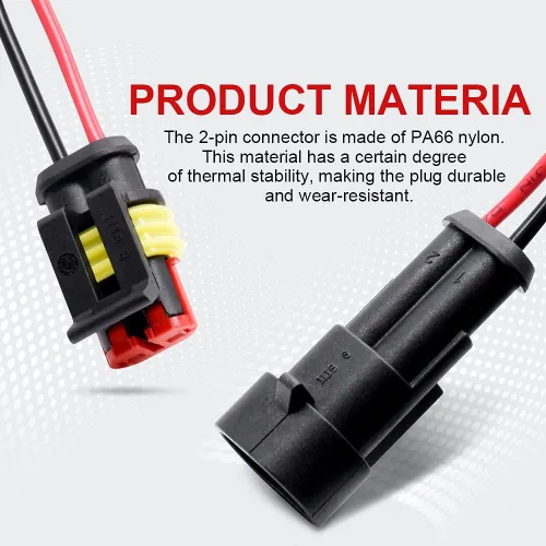 Vista 5 de Conector de 2 pines (kit de 6), conectores eléctricos automotrices de 18 AWG, conectores de cable impermeables, conectores eléctricos de 2 pines