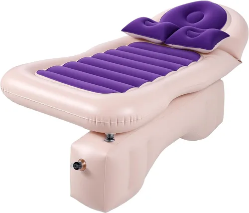 Vista 2 de SIXRUN Inflatable Car Back Seat Air Mattress with 2 Pillows for SUV Truck Purple