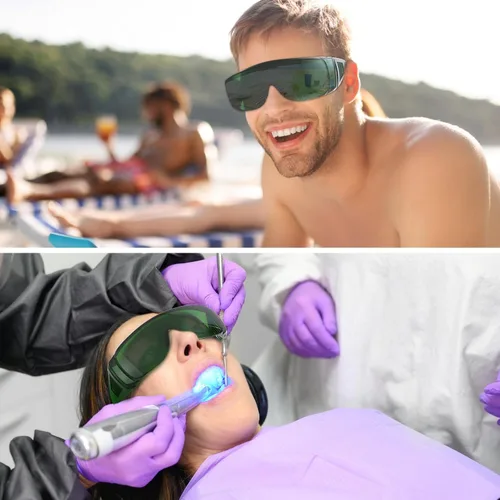 Vista 7 de FreeMascot IPL 200nm-2000nm Gafas de seguridad láser para tratamiento de depilación láser y cosmetología láser Operador Protección ocular (verde)