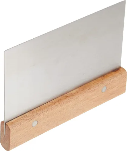 Vista 4 de Soro Essentials - Juego de 2 raspadores de masa de acero inoxidable de 6 pulgadas con mango de madera para pan, pizza, raspador de masa, picador