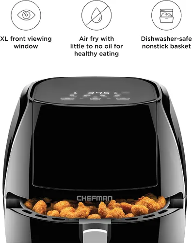 Vista 7 de CHEFMAN Freidora de aire digital multifuncional+ asador, deshidratador y freidora TurboFry Touch de 8 cuartos de galón con ventana de visualización
