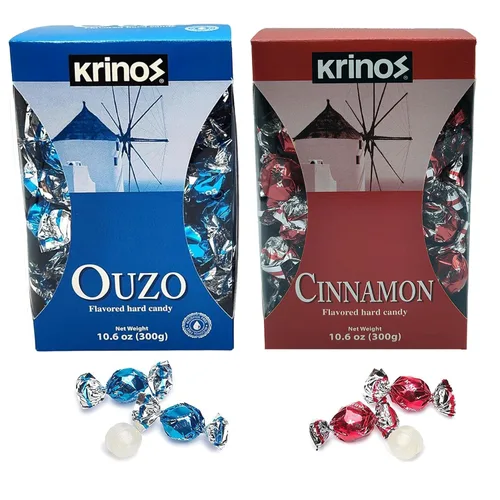 Vista 4 de Krinos Ouzo Candy – Favorito griego – Golosina con sabor a canela – Delicioso caramelo duro – Todos los sabores naturales – No contiene alcohol ni