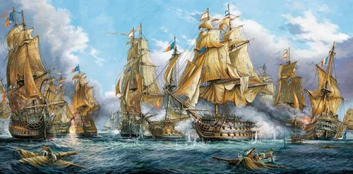 Vista 2 de CASTORLAND Rompecabezas de 4000 piezas, batalla naval, pintura náutica, barcos de la marina vieja, veleros en guerra, rompecabezas para adultos
