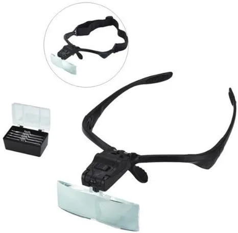 Vista 2 de 1.0x, 1.5x, 2.0x, 2.5x, 3.5x Lupa de diadema de soporte para gafas con lámpara LED #9892b