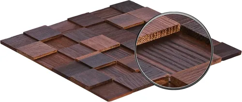 Vista 2 de Alenor Tessera - Paneles de pared de madera áspera 3D marrón, tablones de 5.80 pies cuadrados, juego de paneles de madera natural recuperada, ajuste