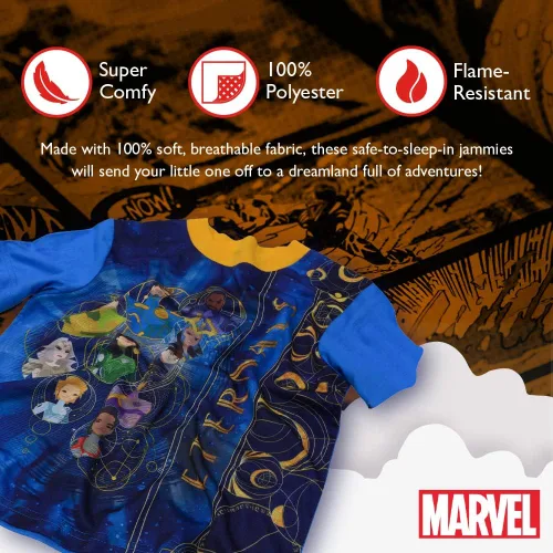 Vista 3 de Marvel Conjunto de pijama de 2 piezas de ajuste holgado para niños, pijama de superhéroe, suave y lindo para niños