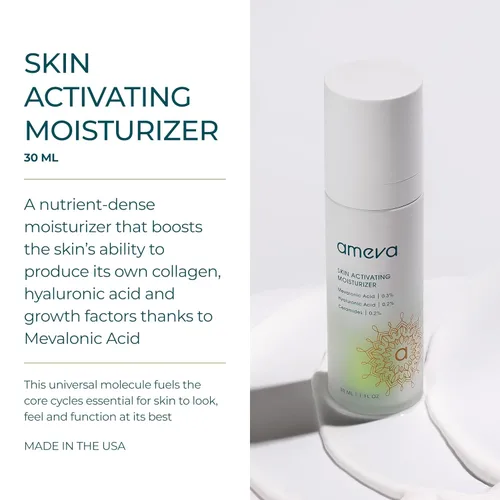 Vista 4 de Hidratante activador de piel con ácido mevalónico: 100% vegetal, vegano, fórmula antienvejecimiento, para pieles sensibles, aumenta el colágeno