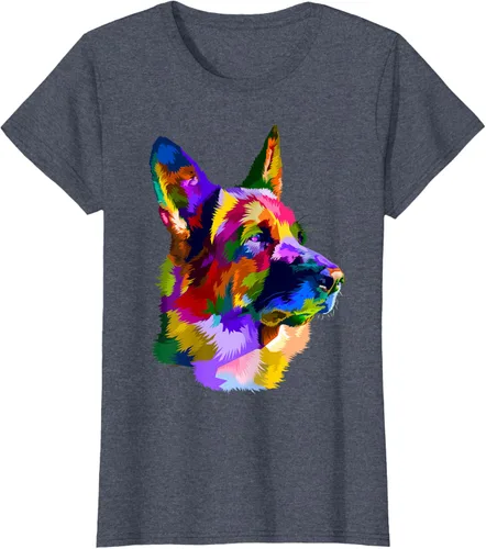 Vista 96 de Camiseta con retrato de pastor alemán para dueños de perros, Negro, S