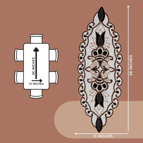 Vista 4 de CLEENTABLE Camino de mesa decorativo con cuentas de 36 pulgadas, diseño floral hecho a mano con respaldo de poliéster duradero para comedor, mesa
