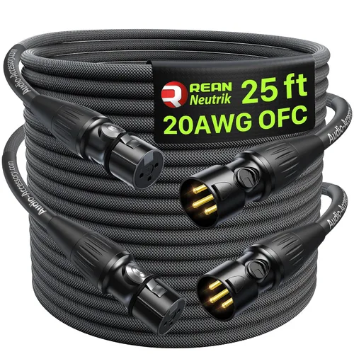 Vista 29 de AA AUDIO ACCESSORY Serie Oro Cables XLR Star Quad de 1.5 pies, Conectores Neutrik, Cable de micrófono 19AWG, Cable de micrófono trenzado en nylon