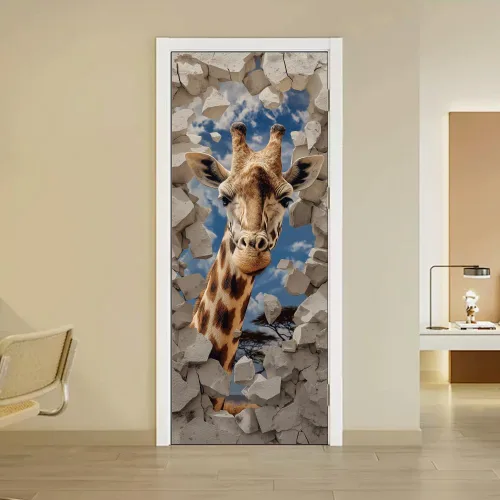 Vista 21 de arricraft 2 piezas de pegatinas adhesivas para puerta, 31.5"x78.7" adhesivos de pared 3D con patrón de cascadas de cuevas, vinilo para puertas