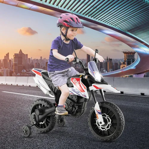 Vista 2 de INFANS Motocicleta para niños de 12 V, con licencia Aprilia RX125, motocicleta de montar para niños pequeños con ruedas de entrenamiento, suspensión