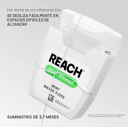 Vista 2 de Hilo dental encerado Reach Mint, 55 yardas