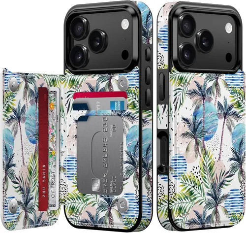 Vista 186 de LETO para iPhone 15 Pro Funda tipo cartera - Tapa tipo folio con patada - Diseños de moda - Tarjetero - Funda protectora para mujeres y niñas - 6.1