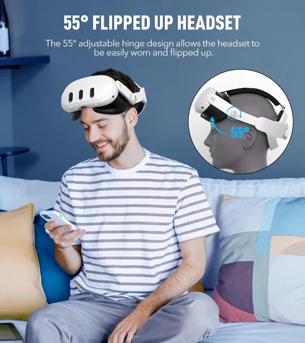 Vista 7 de YRXVW Head Strap Accessories Compatible with MetaOculus Quest 3, Enhanced Comfort and Reduce Facial Stress Adjustable VR Headstrap, Elite Strap