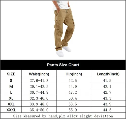 Vista 7 de THWEI Pantalones cargo para hombre, pantalones deportivos casuales de algodón, holgados, rectos