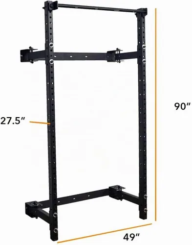 Vista 7 de PRx Performance Soporte plegable para sentadillas de pared, barra de dominadas ajustable resistente, equipo de gimnasio en casa que ahorra espacio