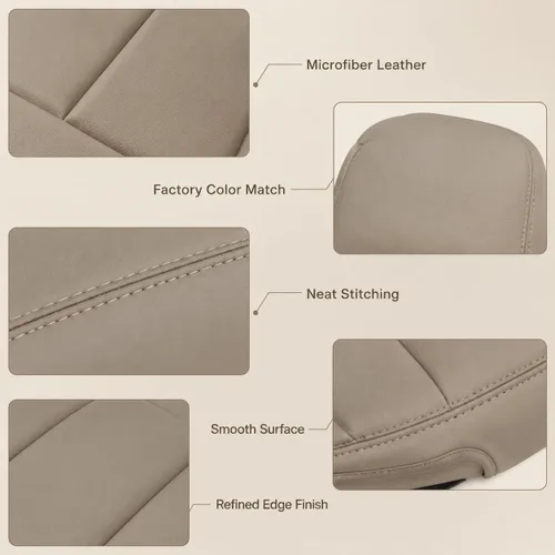 Vista 7 de GXARTS Funda de Asiento de Reemplazo de Cuero para Conductor y Pasajero, Parte Inferior, TAN 4H 8H, Compatible con Ford F250 F350 F450 F550 Super