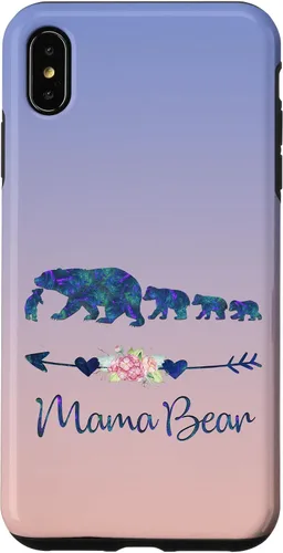 Vista 11 de Teal Blue Purple Floral Mama Bear Four Cubs Blue Pink Case for iPhone 17
