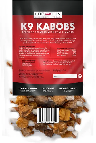 Vista 6 de Pur Luv K9 Kabobs - Golosinas reales de pollo, pato y batata para perros, hechas con pollo real y batata, saludable, fácil de digerible, de larga