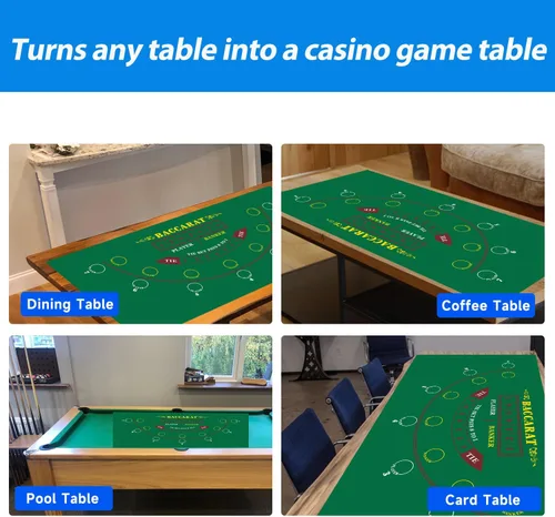 Vista 4 de GSE Games & Sports Expert 36" x 72" Casino Layout Felt, Professional Casino Tabletop Mat for Parties, Casino Poker Game Night