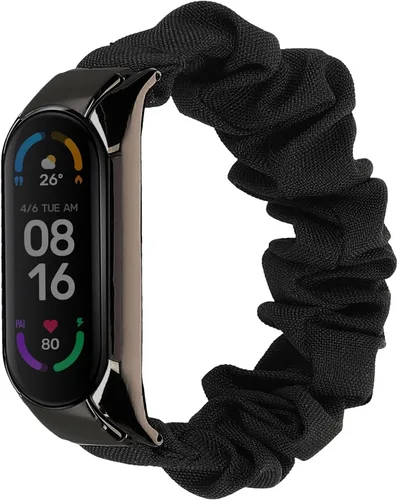 Vista 8 de kwmobile Correa de reloj compatible con Xiaomi Mi Smart Band 6 / Mi Band 6 / Band 5 – Correa de reloj de banda elástica negra