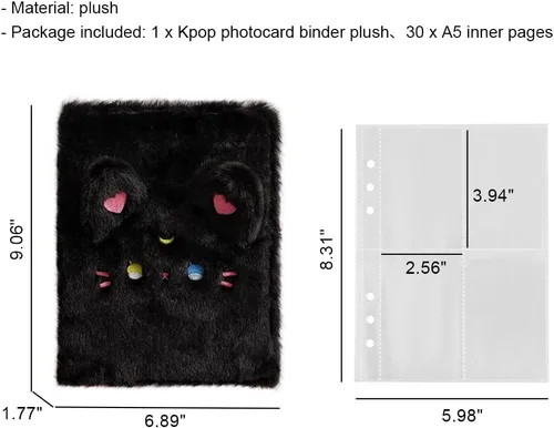 Vista 7 de WAYUTO Carpeta de tarjetas fotográficas Kpop de dibujos animados de felpa con 30 páginas interiores, álbum de tarjeta fotográfica Kpop, libro