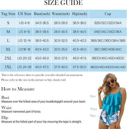 Vista 2 de Jodimitty 2 Piece High Waisted Tummy Control Bathing Suit Tankini for Bikini Set