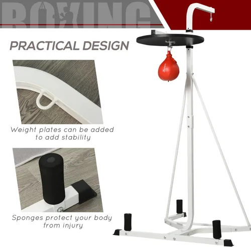 Vista 6 de Soozier Soporte de Bolsa de Boxeo 2 en 1, Soporte de Bolsa de Boxeo de Altura Ajustable con Base Ponderada y Bolsa de Velocidad, Independiente