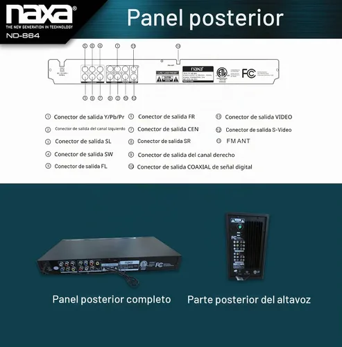 Vista 8 de Máquina de karaoke Naxa ND-864, 5.1 canales