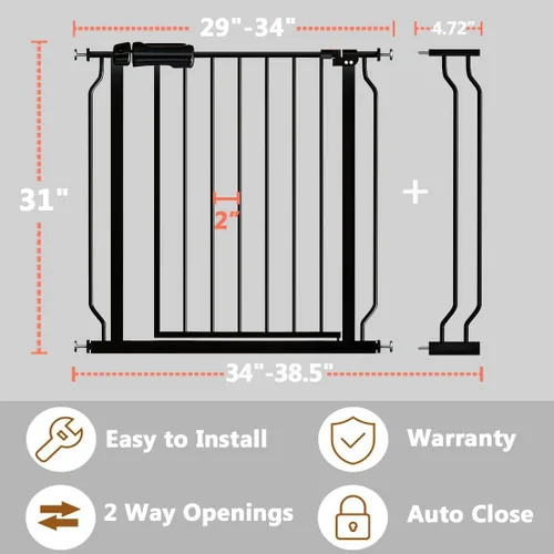 Vista 24 de Fairy Baby Puerta de seguridad para bebés Extensión de 12 cm para puerta de seguridad para bebés con cierre automático Puerta de seguridad