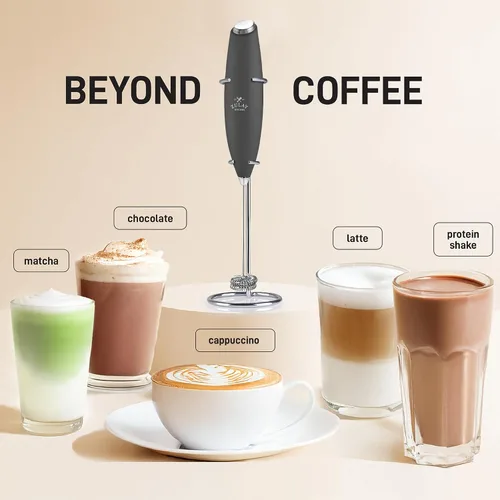 Vista 189 de Zulay Milk Boss Espumador de leche potente manual, hace espuma para latte, batidor para mezclar bebidas, café, miniespumador para capuchino, frappé