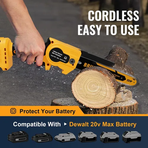 Vista 2 de Mini motosierra inalámbrica de 8 pulgadas para batería Dewalt 20V MAX alimentada por electricidad (SIN batería), motosierra eléctrica, motosierra