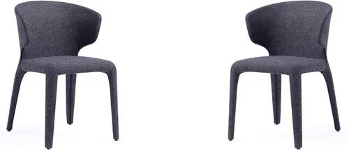 Vista 18 de Manhattan Comfort Conrad - Sillas de comedor modernas de mediados de siglo, muebles de cocina tapizados de tweed con respaldo contorneado, acolchado