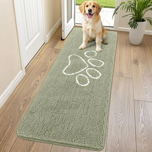 Vista 31 de Smiry Tapete para puerta de perro para patas fangosas, absorbente y Gris y negro