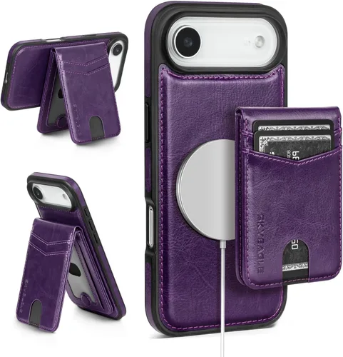 Vista 74 de SkyEagle - Funda tipo cartera compatible con MagSafe para iPhone 11, color negro Detachable Magnetic Credit Card Holder,RFID Blocking,PU