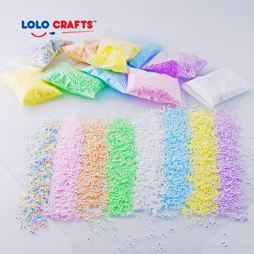 Vista 4 de Bolas de espuma de slime – Paquete de 18 cuentas de microespuma pastel de 0.1-0.14 pulgadas (90.000 piezas) Micro colores Rainbow Fruit Beads Craft
