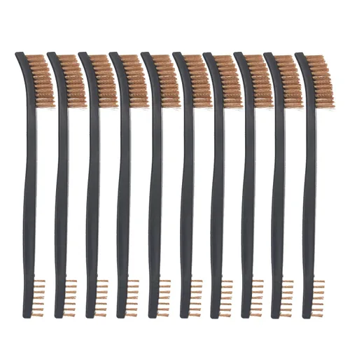 Vista 19 de Paquete de 10 cepillos de limpieza multiusos de doble punta para pistolas de 7 pulgadas, cepillos de cerdas de nailon de acero y latón (5 tipos)