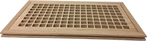Vista 3 de Rejilla de ventilación de madera de roble blanco de 8 x 16 pulgadas, montaje empotrado con marco, estilo Eggcrate, sin terminar